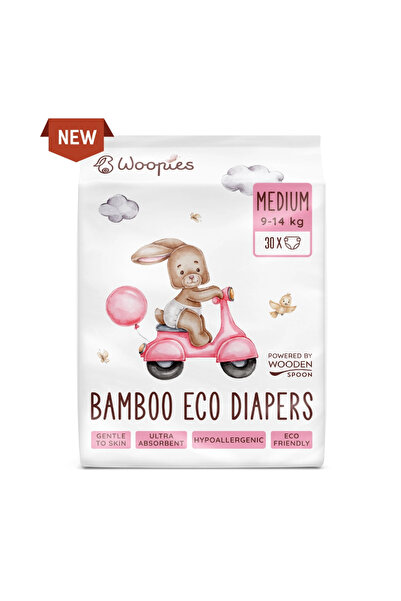 Wooden Spoon Scutece cu fibre de bambus M (9-14 kg), 30 bucati,