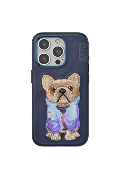 xirshop غطاء فينكو لآيفون 15 برو ماكس بنمط لطيف - أزرق داكن