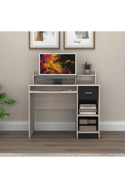 Generic Movo Liya 1-Drawer Study Desk with Open Shelf and Keyboard Tray