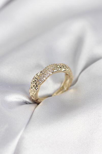 callerrons accessories خاتم نسائي ذهبي اللون مرصع بحجر الزركون - EBJ260214W39581