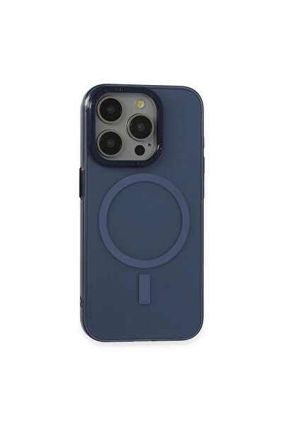 xirshop حافظة آيفون 15 برو من أنكا بي سي، غطاء معدني صلب مغناطيسي - أزرق داكن