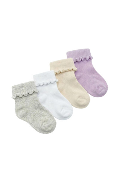 Victor and Jane Purple sparkle roll top 4 pack baby socks