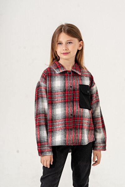 GİYİCEM TEKSTİL Kız Çocuk Basic Kareli Oduncu Gömlek 3138