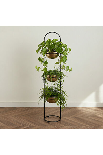Generic حامل أصيص نباتات معدني فاخر من فيستا إيس بثلاثة أرفف - 23 × 121 سم