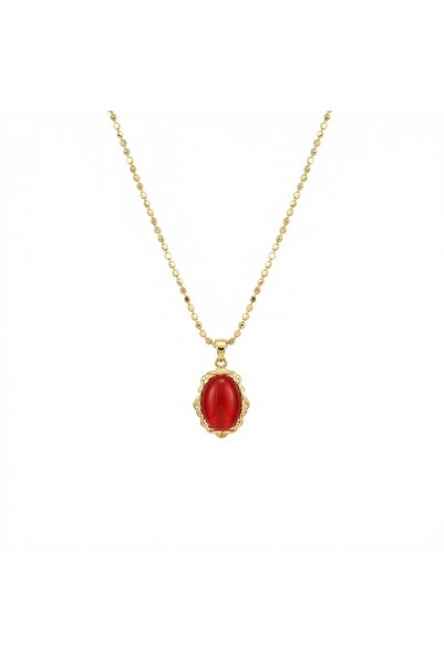 AccessoriesCınCık 316L Steel Anti-Tarnish Women's Necklace |   Gold Color Red...