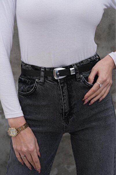 MODAM HİFA Classic Silver Buckle Women's Belt Trouser Belt Dress Belt Shirt B...