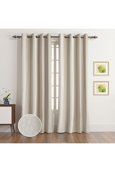 Generic طقم ستائر قماش جاكار من قطعتين من ليالي نور - 140 × 240 سم