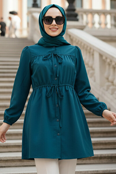 N.S NEVA STYLE Μπλε τουνίκ με κουμπιά 20287PM