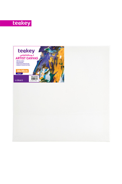 teekey Artist Canvas 30x30cm 280gsm Pure Cotton Triple Primed for Acrylic & Oil