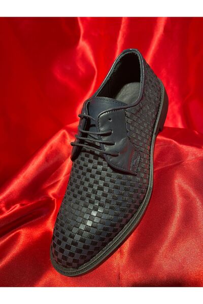 VEYİS USTA Genuine Leather Dark Blue Men's Daily Shoes