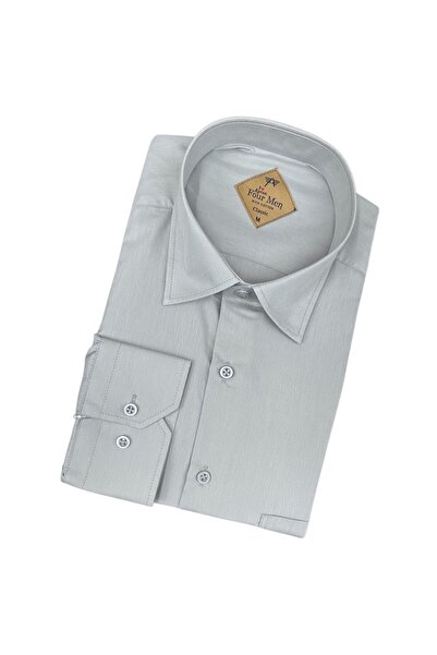 GÖMLEK GALERİSİ Classic Wide Cut Plain Long Sleeve Cotton Men's Shirt
