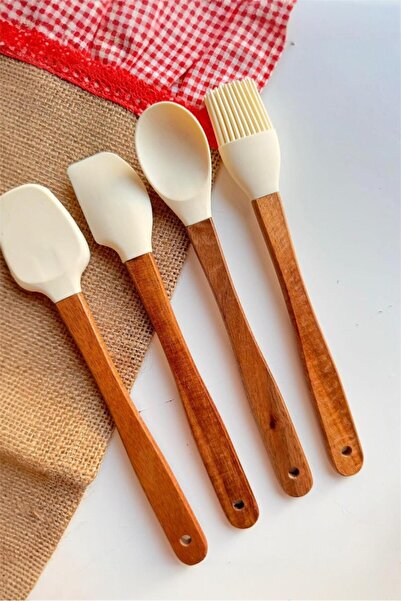 Bayev Akasya 4 Piece 1646 Silicone Spatula Set - Cooking Kitchen Spoon Egg Br...