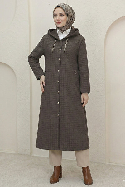 FERHEL Women's Long Quilted Coat - Earth Color