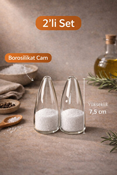 Tutku Home 2'li Borosilikat Cam Tuzluk & Biberlik
