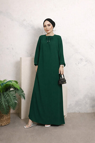 MODAEFA Plus Size Elastic Collar Casual Dress