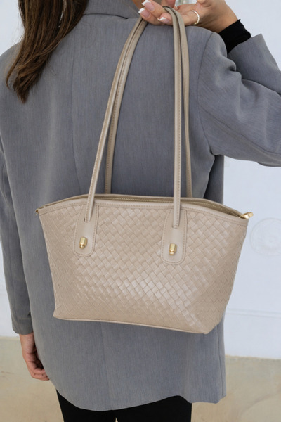 torime Knitted Leather Women's Hand and Shoulder Bag-Stylish Design-Casual Co...