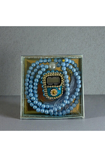 Zey-Al Defne Prayer Beads and Zikirmatik Set |   Blue |   Boxed Gift Zikir Set