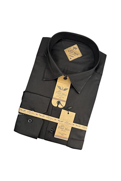 GÖMLEK GALERİSİ Classic Wide Cut Plain Long Sleeve Cotton Men's Shirt