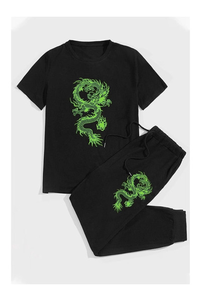 PENTHİLUS Men's Printed Top-Bottom Set - Men's Relaxed Fit Two-Piece Set - Su...