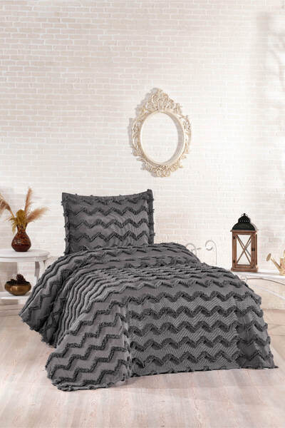 DANTEELHOME Vi̇ctori̇a 2-Piece Single Bed Pique Set Anthracite