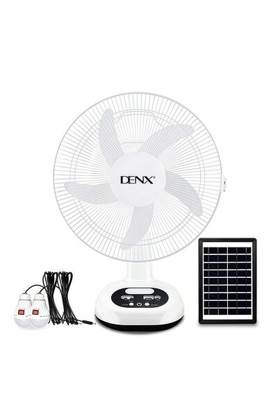 Generic DENX 12" Rechargeable Solar Fan, 2 LED, 2 Speeds, Portable, 4500mAh D...