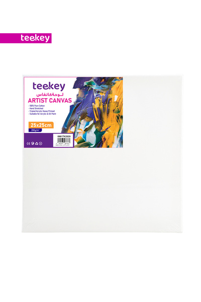 teekey Artist Canvas 25x25cm 280gsm Pure Cotton Triple Primed for Acrylic & Oil
