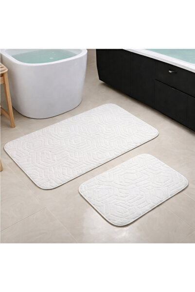 NaRStore Home طقم سجاد حمام ناعم قابل للغسل مكون من قطعتين كريمي 60x150-60x50