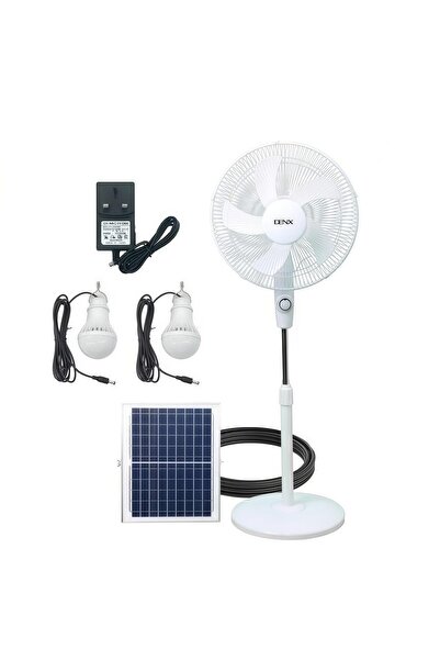 Generic DENX 16" Rechargeable Solar Stand Fan, 3 Speeds, 5000mAh, LED, Portab...