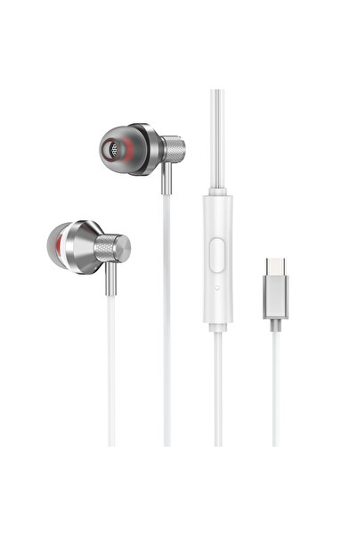 S-LINK Sl-Tpk03 Type-C Telefon Uyumlu Metal Beyaz Kulak İçi Mikrofonlu Kulaklık