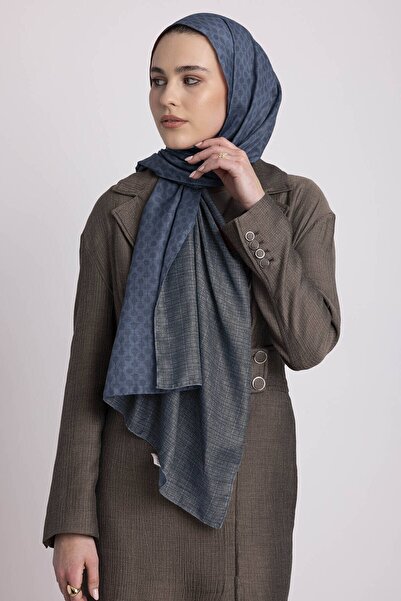 Ayshara Katre-I Elegance Collection - Navy Blue Tile Double-Sided Shawl