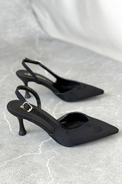 MODAADAM Women's Eleni Thin Heeled Shoes - Black Suede