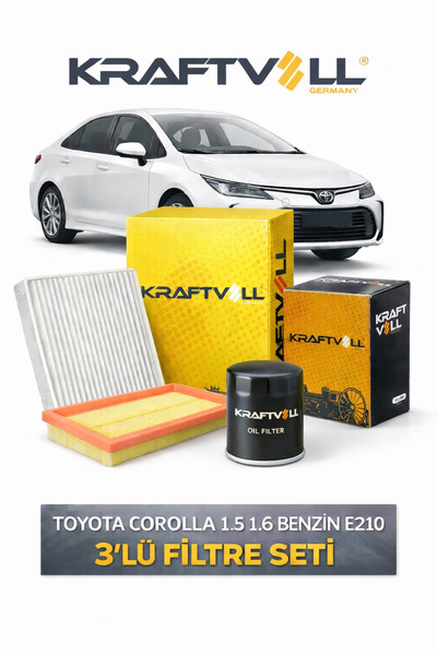 Kraftvoll Toyota Corolla E210 2018-Sonrası 1.5/1.6 Benzinli 3'lü Filtre Seti ...