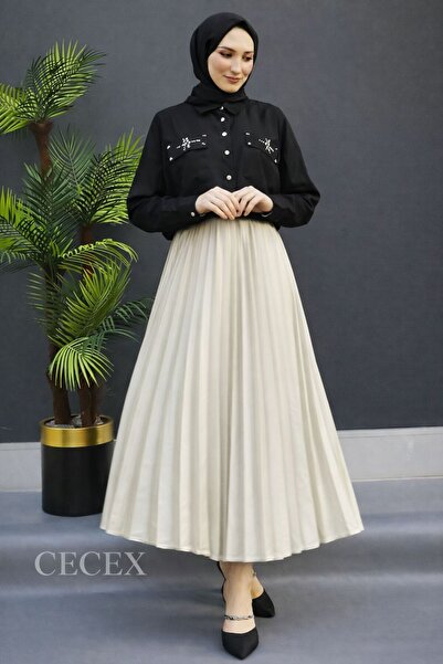 Cecex Satin Pleated Skirt
