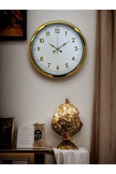 Cetiner Group Elegant Gold Frame 40 cm Metal Wall Clock