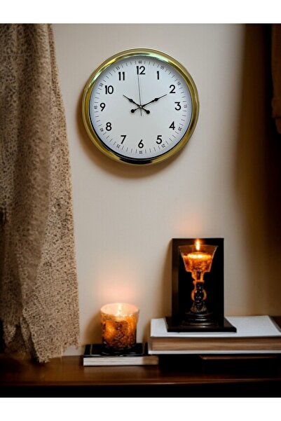 Cetiner Group Classic White Gold 40 cm Metal Wall Clock