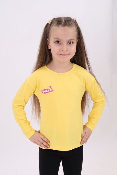 Toontoy Girl's Printed Crew Neck Long Sleeve T-Shirt
