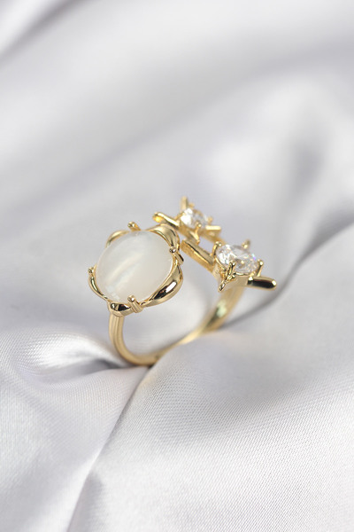 callerrons accessories خاتم نسائي موديل نجمة القطب باللون الذهبي - EBJ260214W...