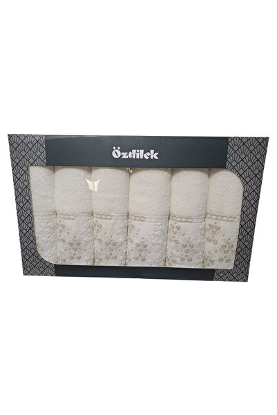 Özdilek Beyza Laced Cream 6-Piece Boxed Towel