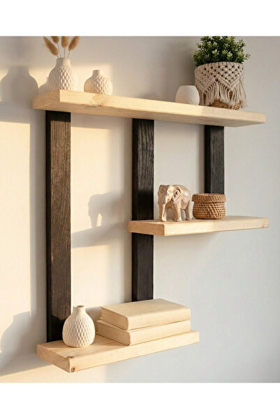Wooden Factory Modern Katman Tasarımlı Duvar Rafı, Ahşap Dekoratif Duvar Rafı...