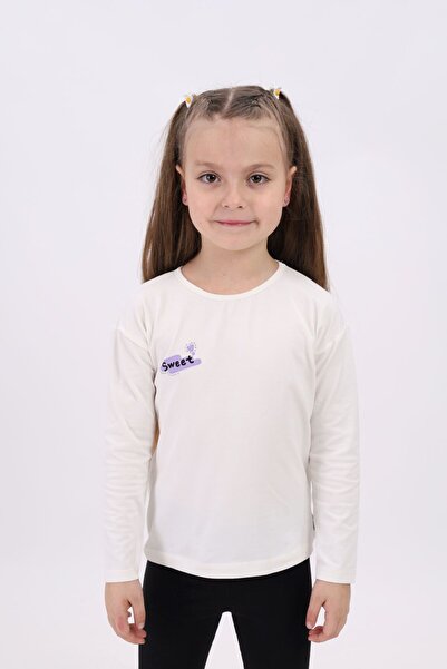 Toontoy Girl's Printed Crew Neck Long Sleeve T-Shirt