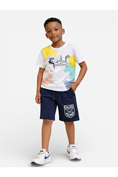 Victor and Jane Boys Surf Festival Printed T-Shirt & Navy Shorts Set