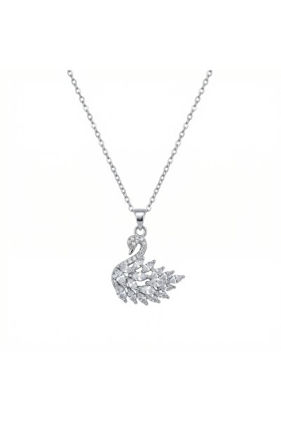 AccessoriesCınCık 316L Kararmaz Çelik Gümüş Renk Kuğu Model Kadın Kolye