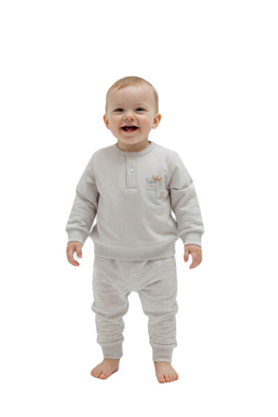 The-kid.co Tiny Bear Baby Boy Sleepwear Set-Gray