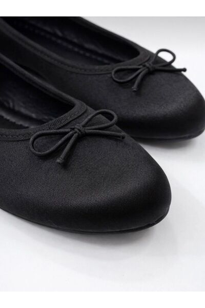 redtan Women's Black Satin Fabric Comfortable Sole Casual & Stylish Ballerinas
