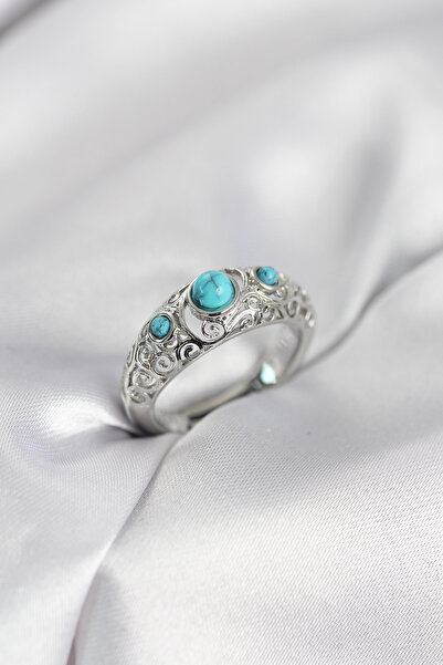 callerrons accessories Vintage Model Blue Stone Silver Color Women's Ring - E...