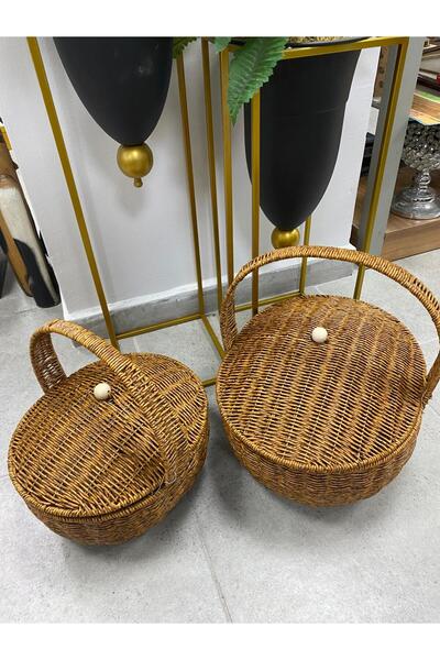elif aksesuar 2 Li Synthetic Rattan Covered Basket