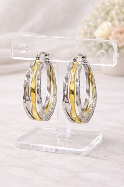 Vipfoni Double Color Twisted Hoop Steel Earrings