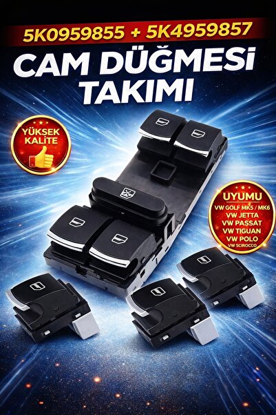 MITOYO VW Golf 6 Jetta Passat B7 Tiguan Scirocco Cam Açma Düğmesi Seti 5K0959...