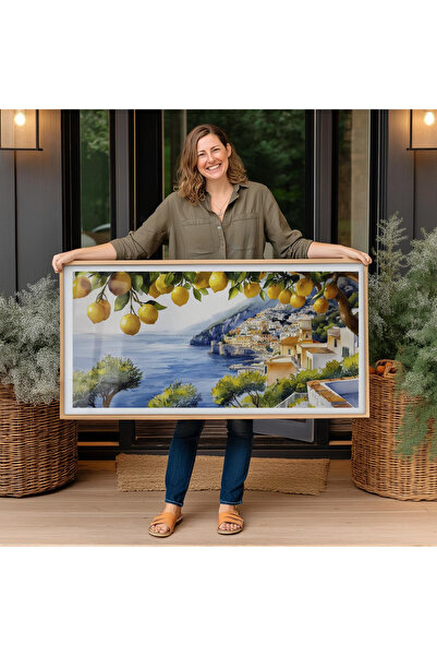 woodhomeworks Tek Parça Gerçek Ahşap Yatay Panorama Çerçeveli Tablo limon