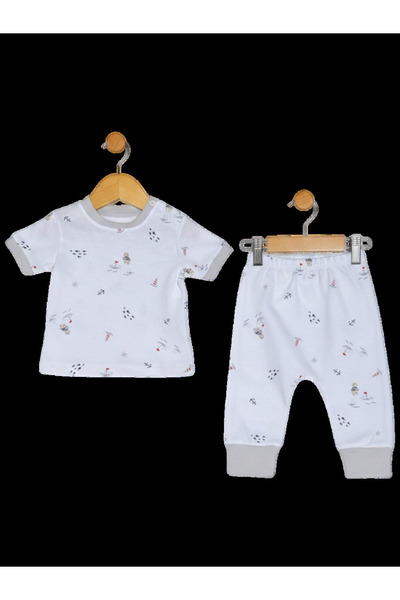 The-kid.co Little Sailor Printed Baby Set – 2 Pieces - Gray